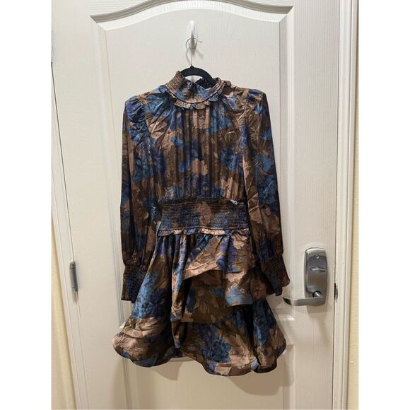 Elliatt Blue and Brown Peplum Cocktail Dress - Picture 4 of 6